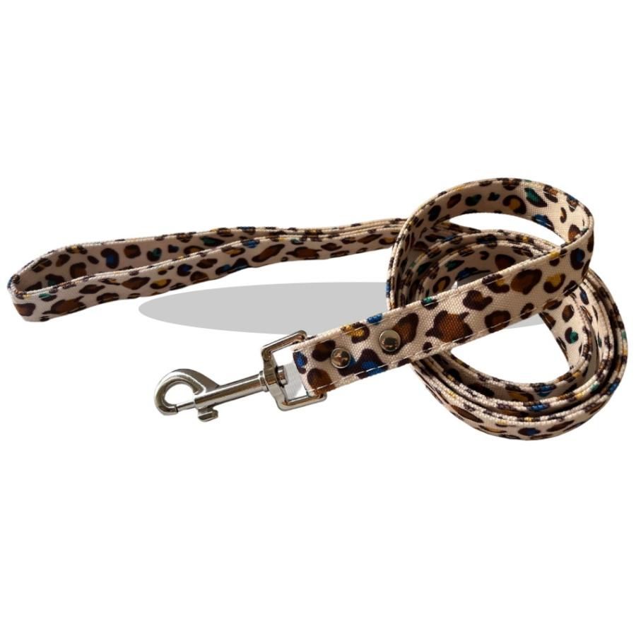 SusanLanci 犬用品 リボン付きリード ヒョウ柄 セレブ犬 可愛い