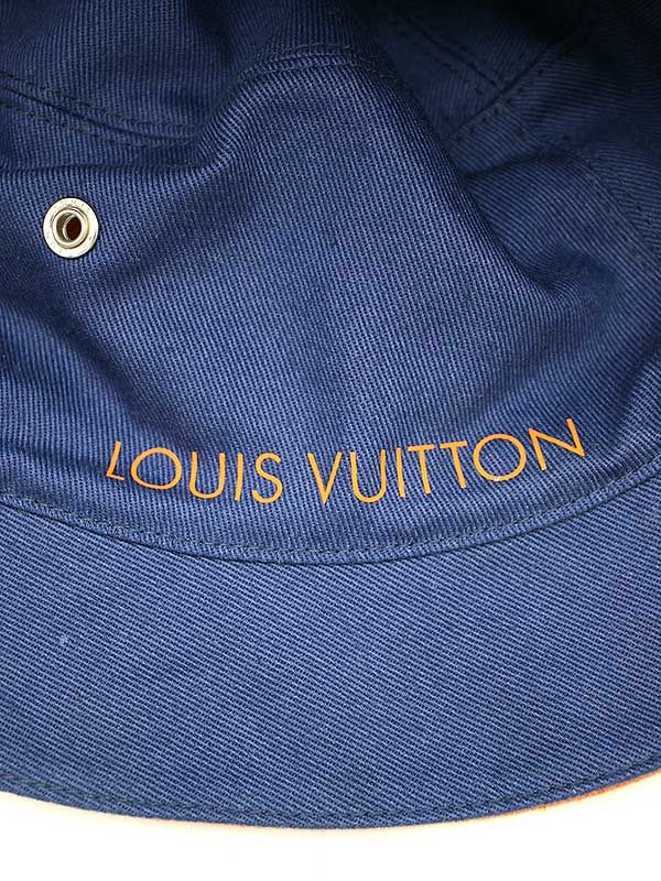LOUIS VUITTON ルイヴィトン シャポー モノグラム リバーシブルバケットハット オレンジ×ネイビー 58 M76210