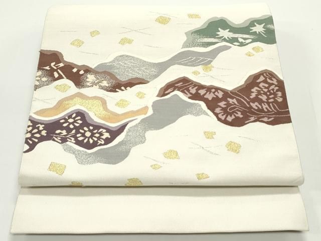 平和屋着物○爪掻き本綴れ 八寸名古屋帯 花丸文 金銀糸