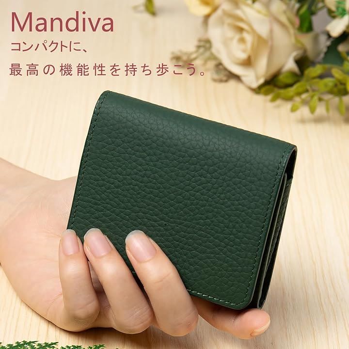 Mandiva(マンディーヴァ) 財布 二つ折り レディース 本革 薄型