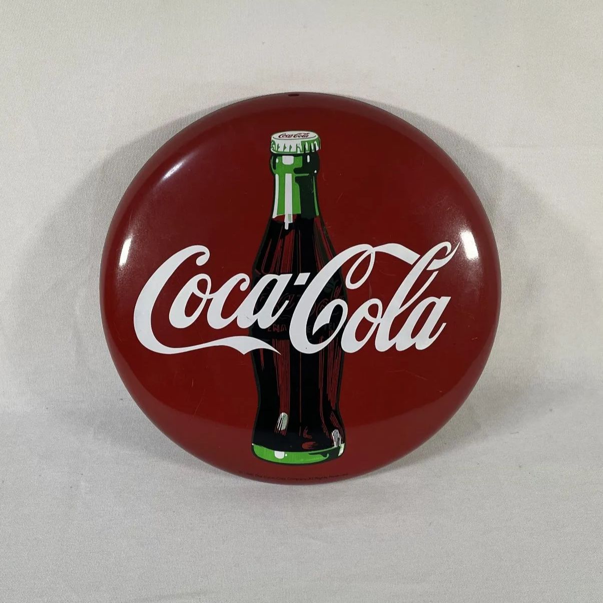 最新 90年代 コカコーラ ブリキ看板 90s Coca Cola Round Tin Sign