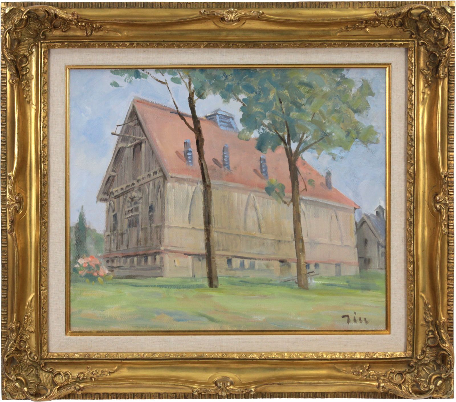 伊藤 仁 油絵・油彩画『北大農場モデル畜舎』【真作保証】 絵画 伊藤 仁 油絵・油彩画『北大農場モデル畜舎』【真作保証】 絵画