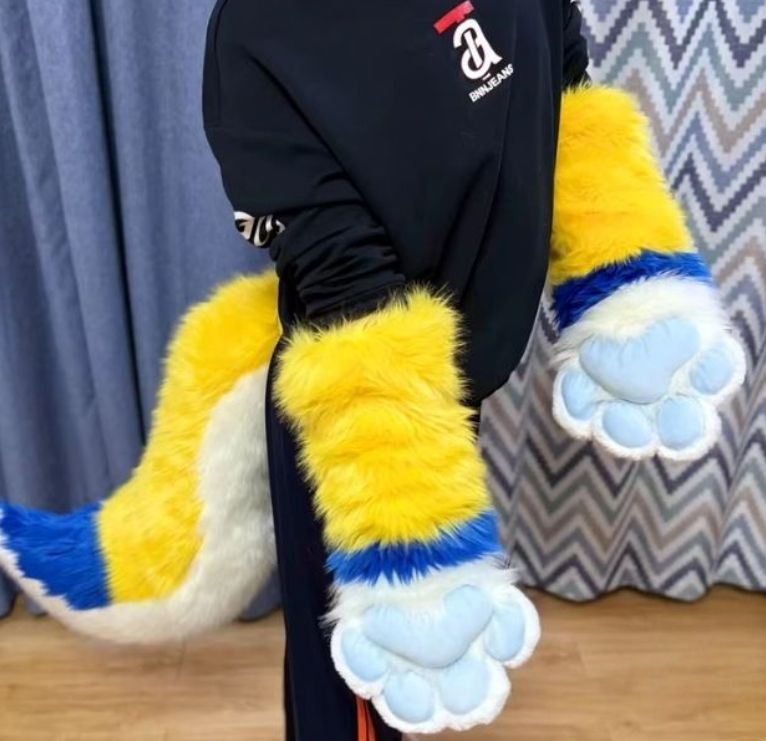 ファースーツ 着ぐるみセット 青 黄色 キツネ ケモノ ファー