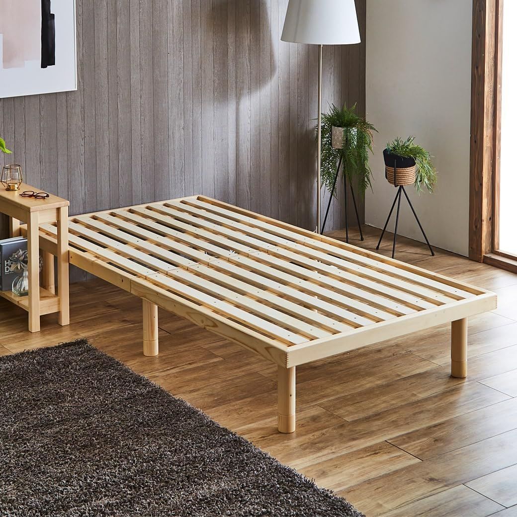 ネルコンシェルジュ バノン すのこベッド シングル ベッド単品のみ ベッドフレーム 耐荷重350kg 高さ4段階 組立簡単 低ホルムアルデヒド|ナチュラル