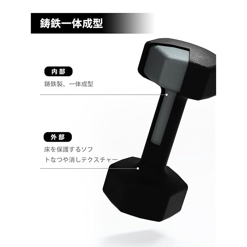 PROIRON ダンベル 鉄アレイ 2個セット 10kg ダンベルセット ソフトコーティングで筋力トレーニング