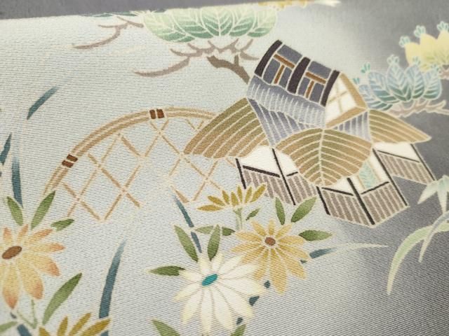 平和屋着物●訪問着　駒刺繍　霞取り花文　松竹梅　暈し染め　金彩　正絹　逸品　AAAV7188zg 平和屋着物○訪問着 駒刺繍 霞取り花文 松竹梅 暈し染め