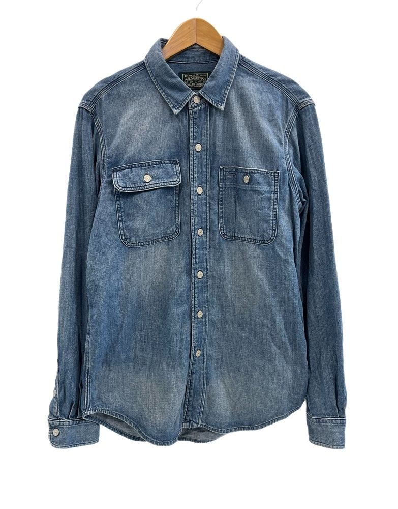 ラルフローレン RalphLauren POLO COUNTRY ポロ デニムシャツ 長袖シャツ ブルー Mサイズ 101MT-5179