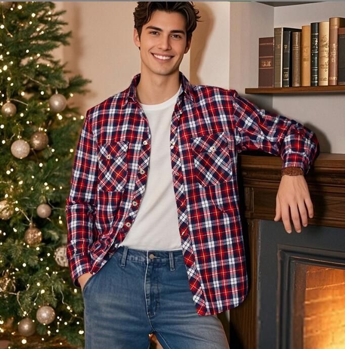 ネルシャツ チェック柄 メンズ チェックシャツ 秋 長袖 大きいサイズ ユニセックス 男女兼用 カジュアルシャツ 20代 30代 40代 50代 開襟シャツ ストリート トップス haimao03