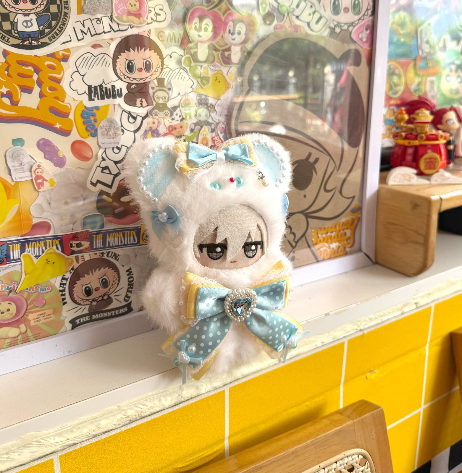 【2点セット】おすわりぬい服　着ぐるみ　ちびぐるみ　バレンタイン　チョコミント 即購入OK‼️チョコミント 着ぐるみ 10cmドール用 着せ替え