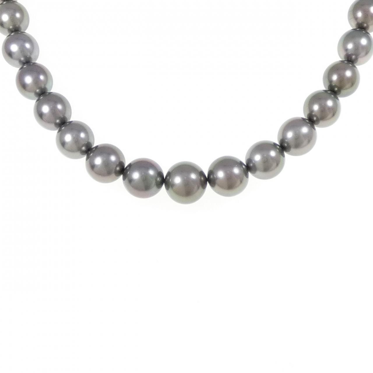 シルバークラスプ 黒蝶パール ネックレス 8-10mm
