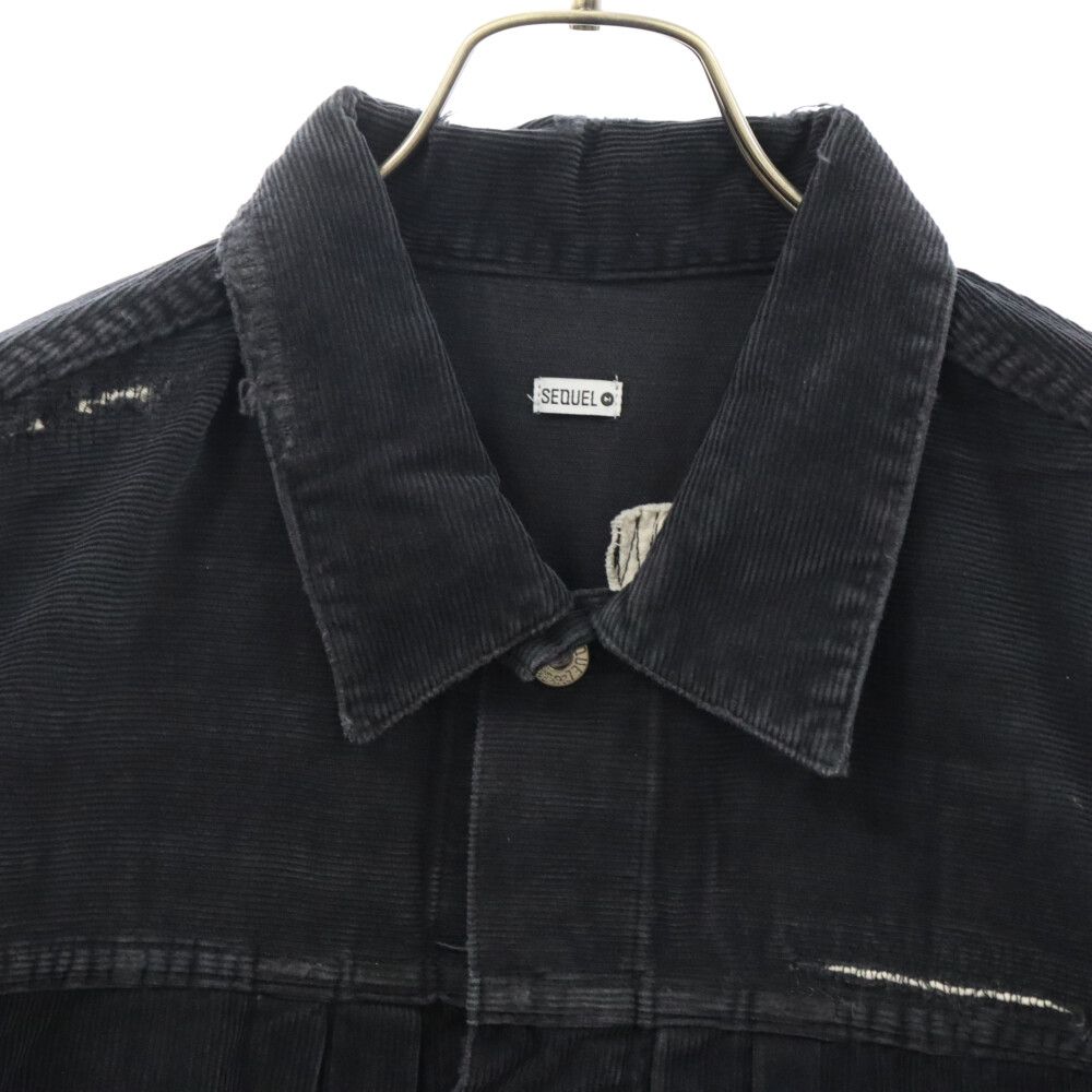 22AWシークエル フラグメント ダメージ コーデュロイ ジャケット ブラック 22AWシークエル フラグメント ダメージ コーデュロイ ジャケット