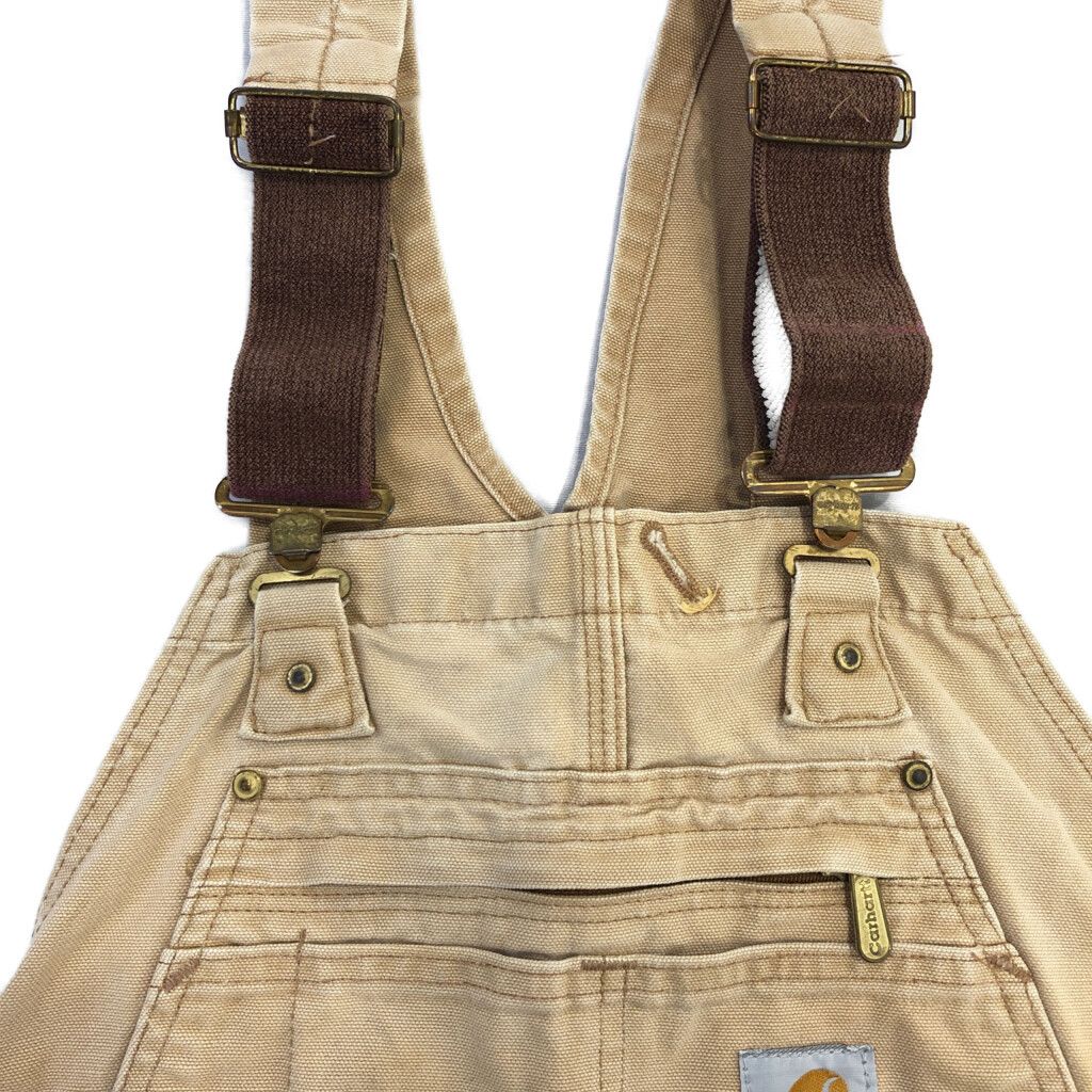 【週替わりSALE】 90年代 Carhartt カーハート ダック ダブルニー ビブオーバーオール ライトブラウン メンズ W38 L36 古着 V3936