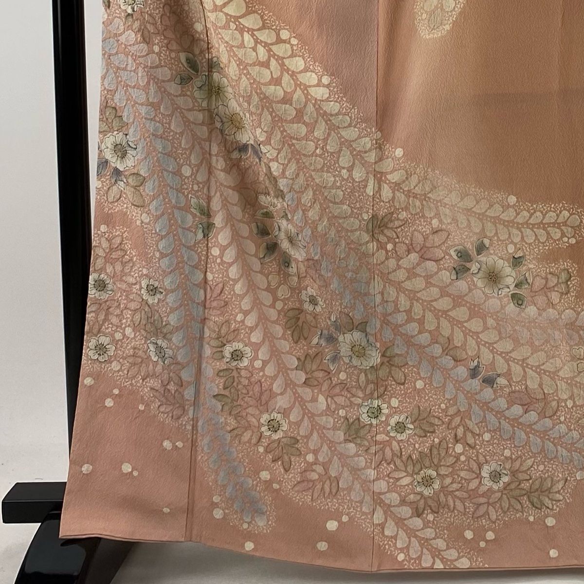 訪問着 身丈165.5cm 裄丈67cm M 袷 ますいわ屋 落款 辻が花 ぼかし ピンクベージュ 正絹 一つ紋