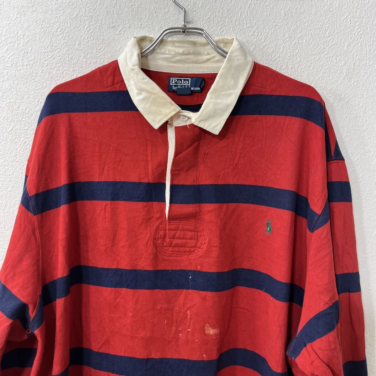 レア USA古着○ポロラルフローレン ポロシャツ ラガーシャツ 長袖 5XLB Ralph Lauren - 90s USA製 ポロ ラルフローレン ボーダー 長袖