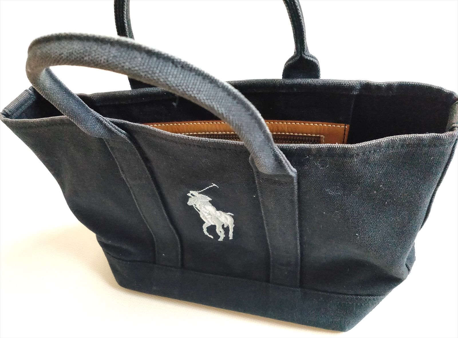 POLO Ralph Lauren ラルフローレン トートバッグ 黒キャンバス地