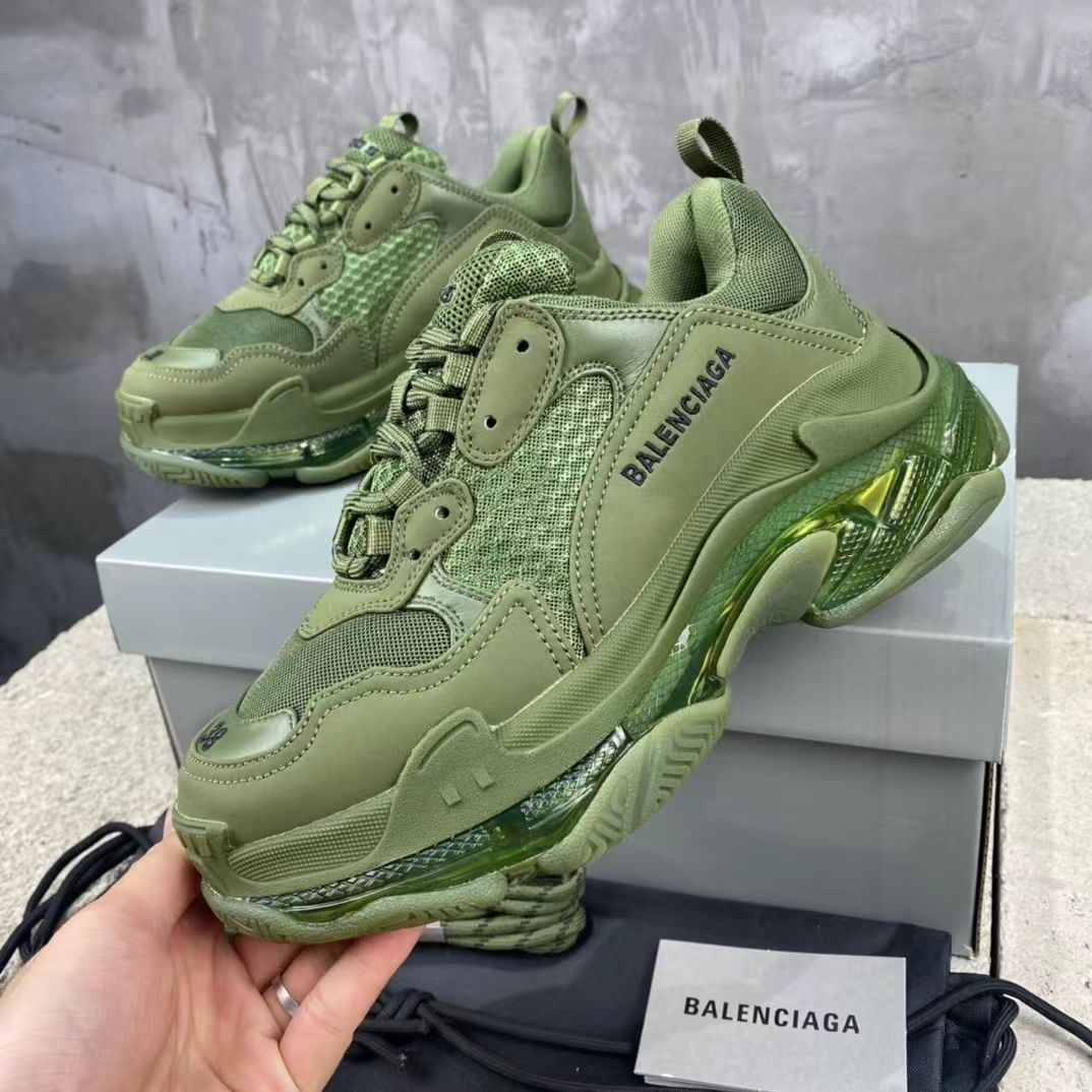 BALENCIAGA TRIPLE S CLEAR SOLE DARK GREEN