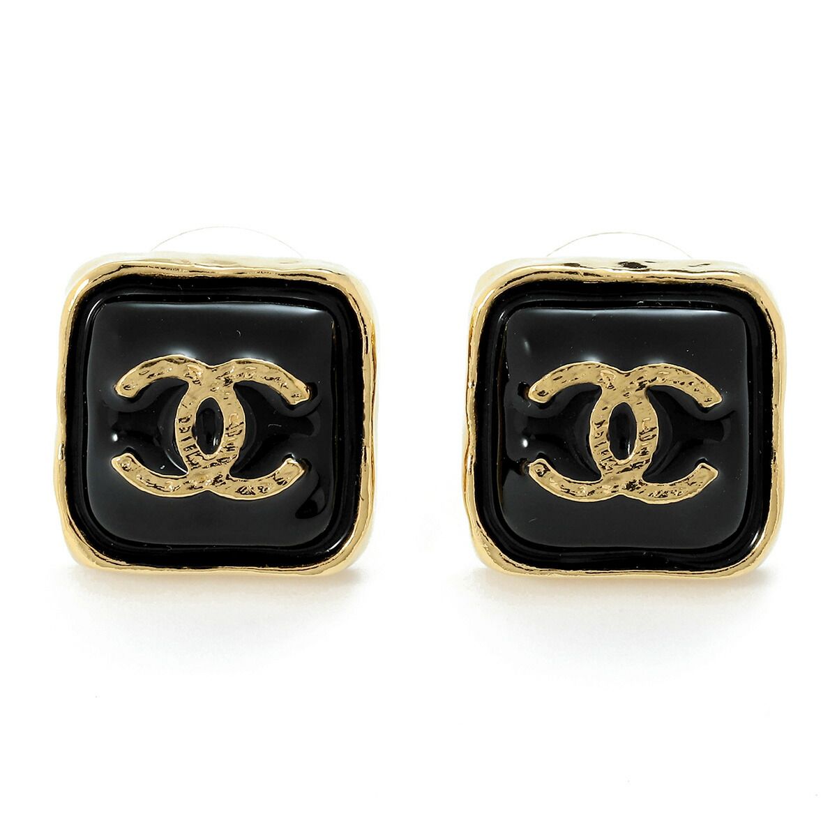 新品 シャネル CHANEL ピアス スクエアピアス ゴールド/ブラック 