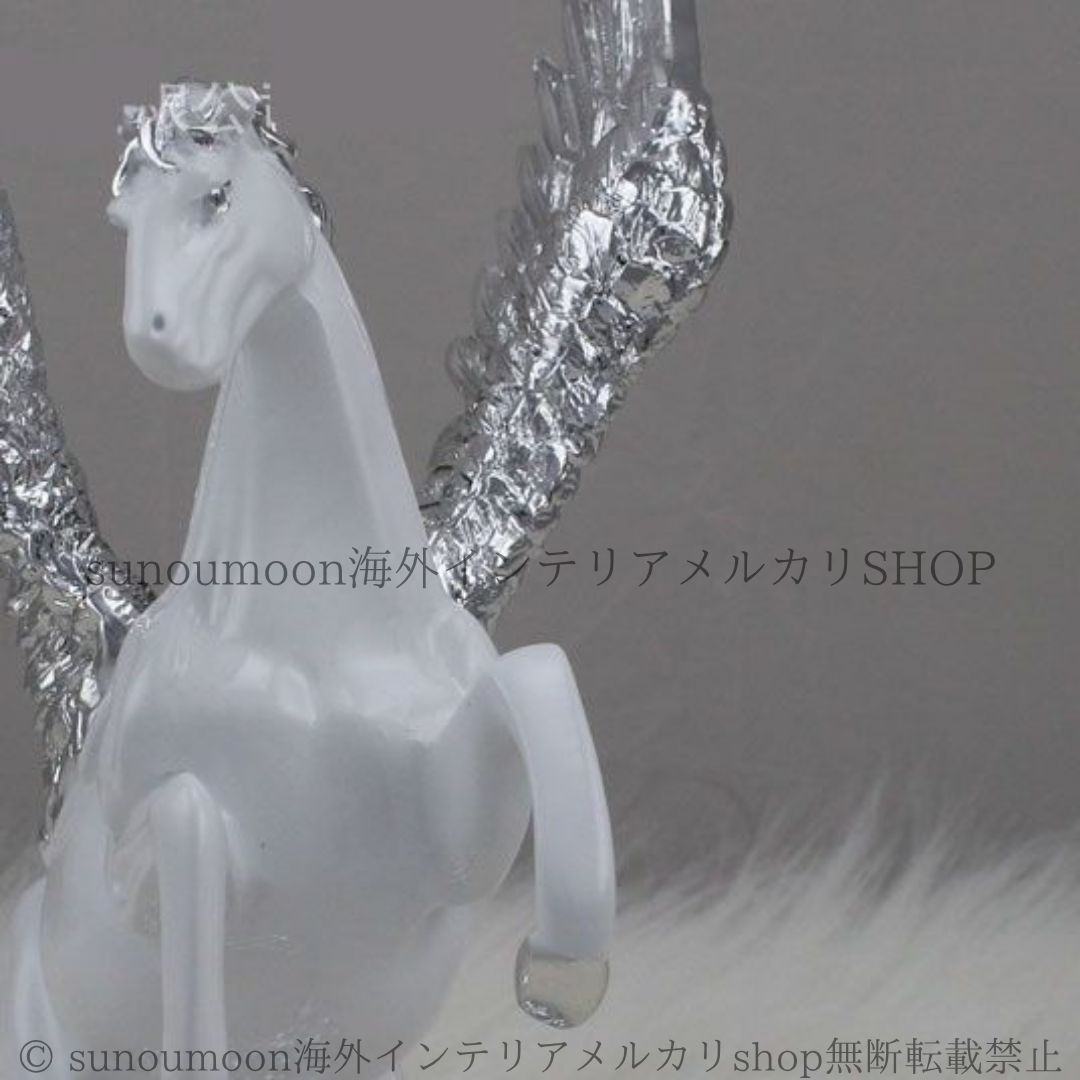 ディテールが美しい ペガサス 置物 飾り ホワイト シルバー