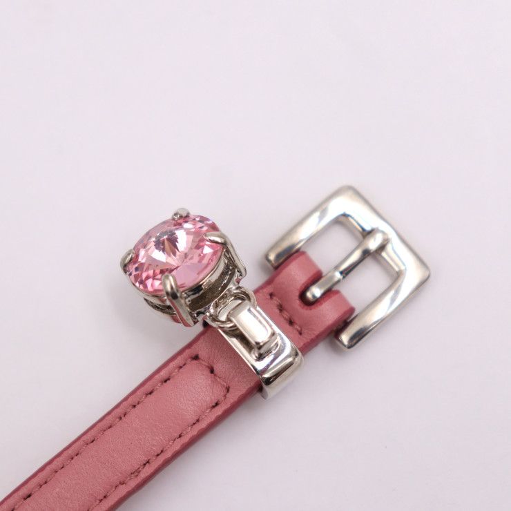MIUMIU ミュウミュウ ブレスレット 51B094 レザー クリスタル ROSA