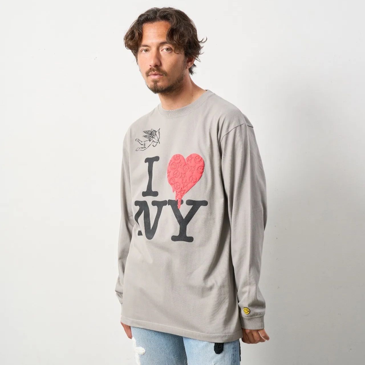 5.6OZコットン天竺 I♡発泡＆グラフィティプリント LS Tシャツ C.GRY - メルカリ