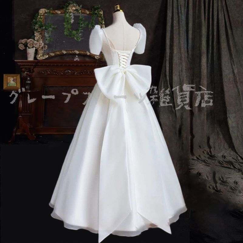 新しい♥ サテン ウェディングドレス 2025 フレンチヴィンテージ 地 プリンセスライン 中世風 主役花嫁 結婚式