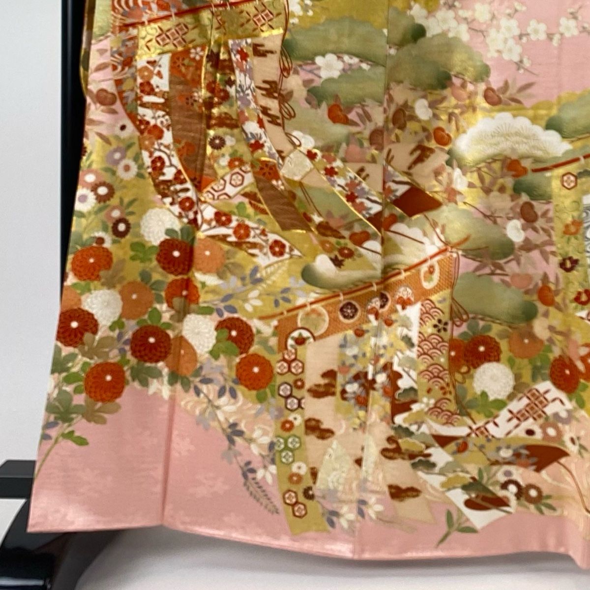 振袖フルセット 裄69cm 身丈180cm クリーム 黄色 L サイズ 2688