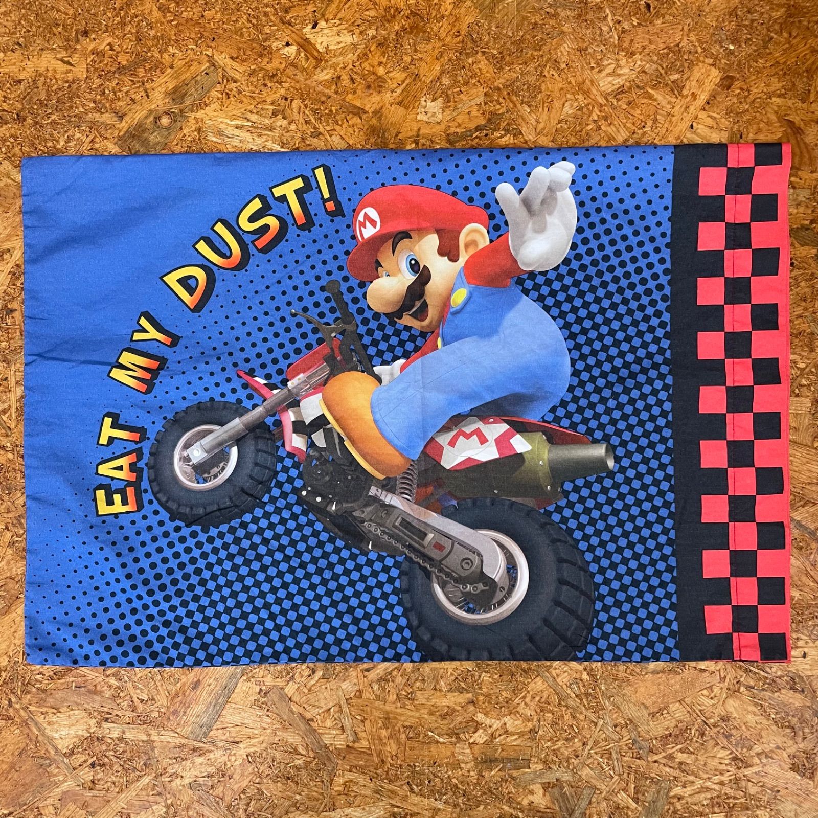 Nintendoオフィシャル MARIOKART Wii チェッカー柄 ピローケース マリオカート 枕カバー クッションカバー ピローカバー USA 海外 ファブリック 布 生地 ハンドメイド 素材