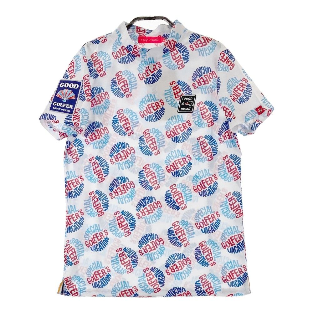 サイズ M ROUGH-SWELL ラフアンドスウェル 2025年モデル 半袖Tシャツ 総柄 ホワイト系 240101374732 ゴルフウェア レディース ストスト