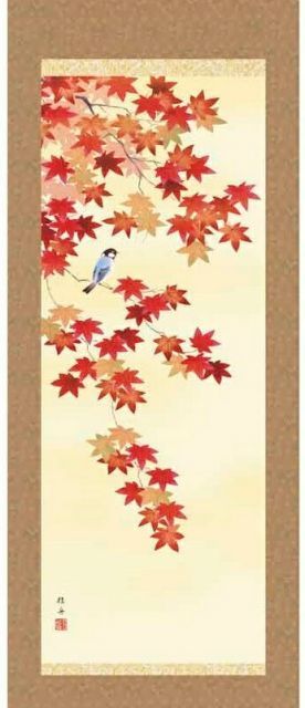 掛け軸/月下の鳥？ 掛け軸 桜井浩堂作 月下白鷺之図 共箱 花鳥 真筆証明書付き