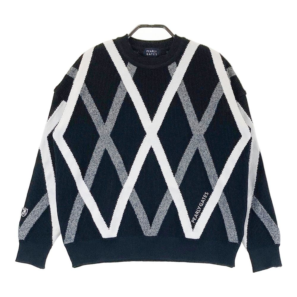 サイズ：0 PEARLY GATES パーリーゲイツ 2023年モデル ニットセーター ダイヤ柄 ネイビー系 [240101462306] ゴルフウェア レディース ストスト