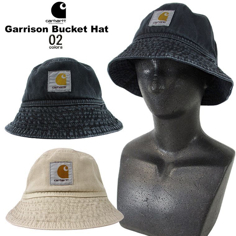 海外限定 carhartt カーハート ギャリソンバケットハット WIP ぼうし ボウシ ストリート ユニセックス 男女兼用 刺繍 帽子 Garrison Bucket Hat バケハ 日よけ スクエアラベル 暑さ対策 熱中症対策