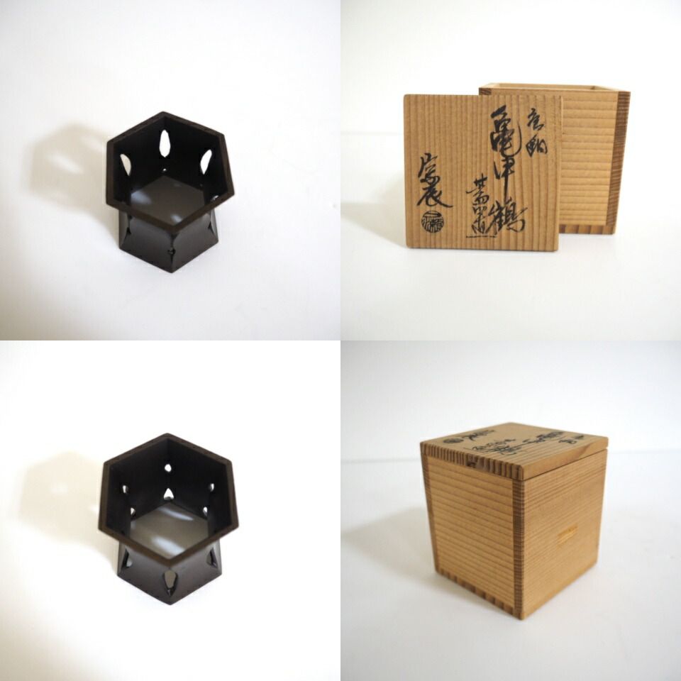 人気海外ブランドアイテム｜ファッション通販 亀甲鶴 六月の特売品】一ノ瀬宗辰作 唐銅 美 茶道具【中古 蓋置 工芸品