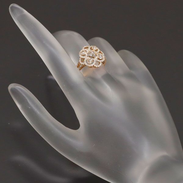 K18PG ローズカット ダイヤモンド リング 0.34ct D0.44ct - メルカリ