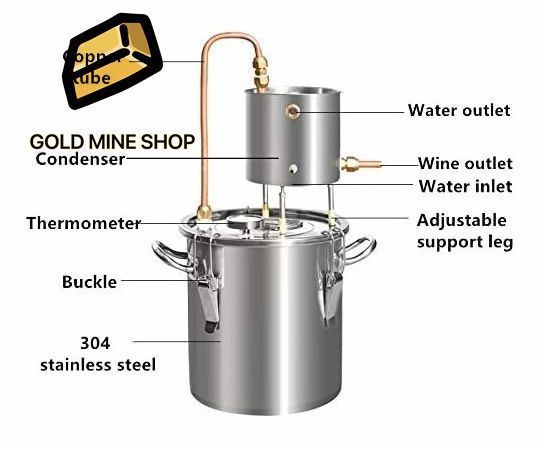 20L銅管密造酒蒸留酒水アルコールエッセンシャルオイル蒸留器ホームブリューワイン作りキットビルトイン温度計DIYウイスキーワインブランデ