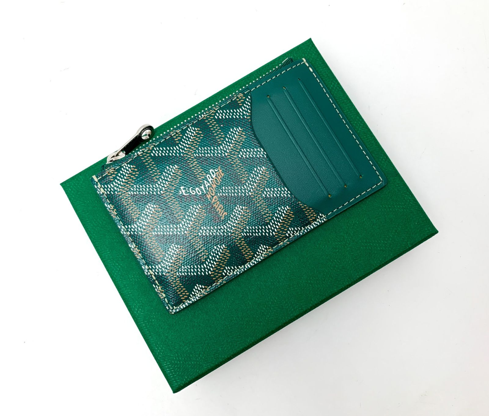 GOYARD ゴヤール カードケース グリーン 付属品完備 GOYARD ゴヤール 緑 グリーン ブルボン ジップ付きカード