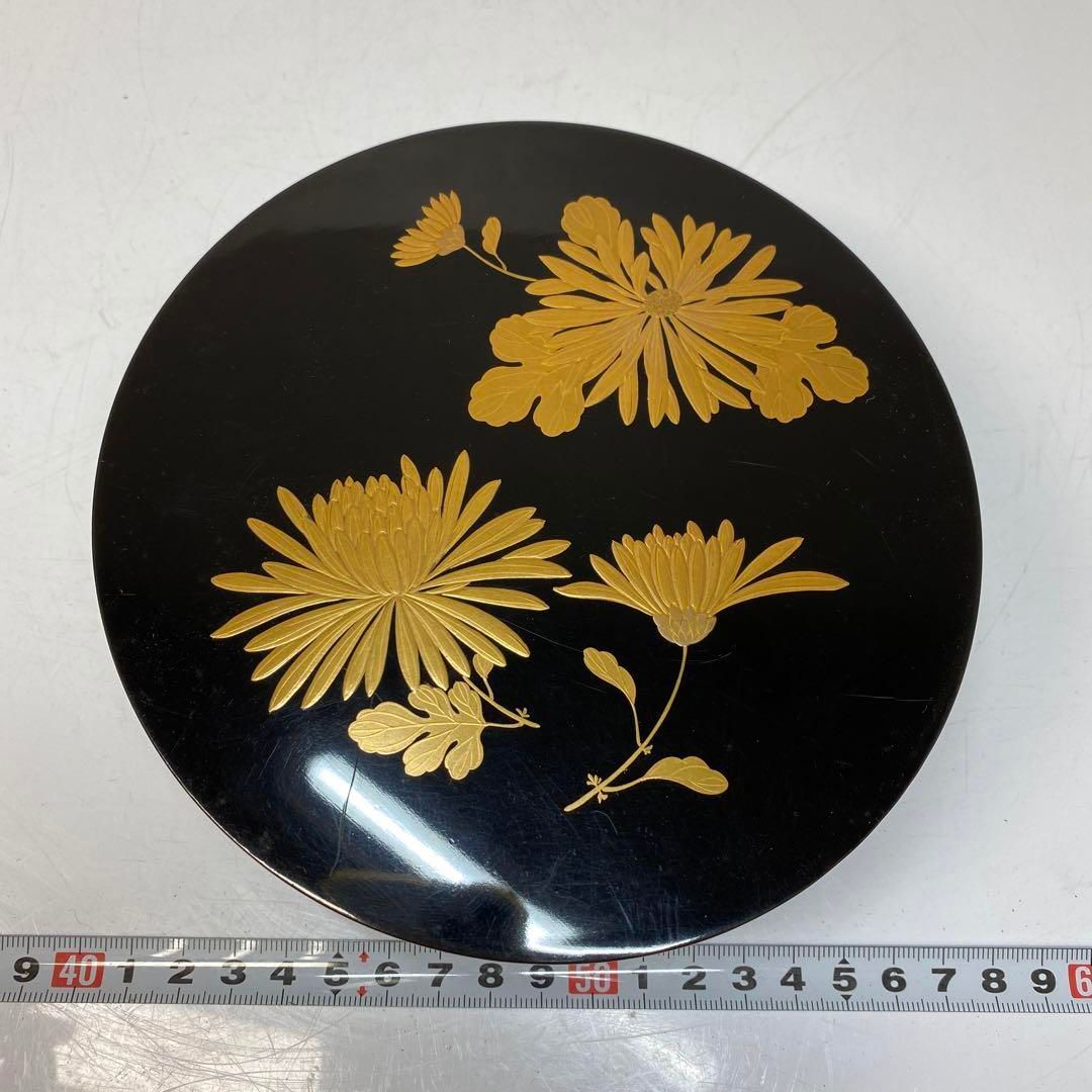 上 菊蒔絵 菓子器 共箱 15.6㎝ タサチ 本さ6-0422