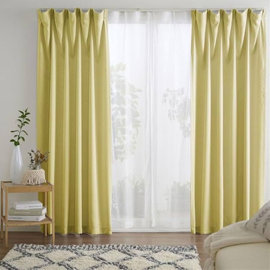 ベルーナ(BELLUNA) カーテン 4枚セット 遮光 幅100 無地 タッセル付 アジャスターフック付 (カーテン2枚 レース2枚 555814-804)