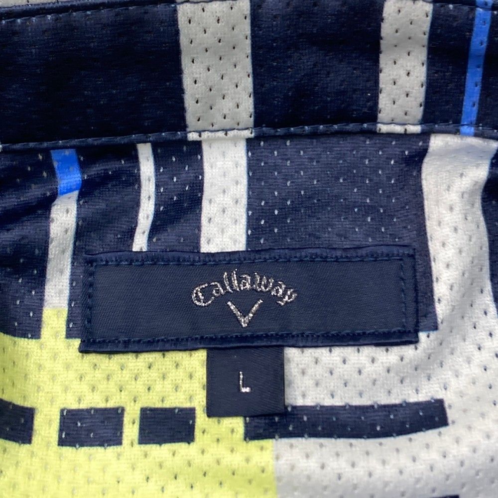 サイズ：L CALLAWAY キャロウェイ 2024年モデル 半袖ポロシャツ チェック柄 ネイビー系 [240101410348] ゴルフウェア メンズ ストスト サイズ：L CALLAWAY キャロウェイ 2024年モデル 半袖ポロシャツ
