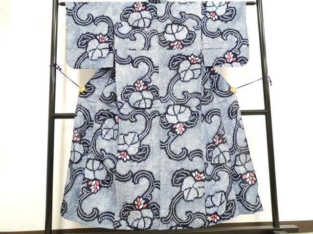 平和屋2□夏物 浴衣 有松鳴海絞り 反物 着尺 菱花散らし 綿 逸品