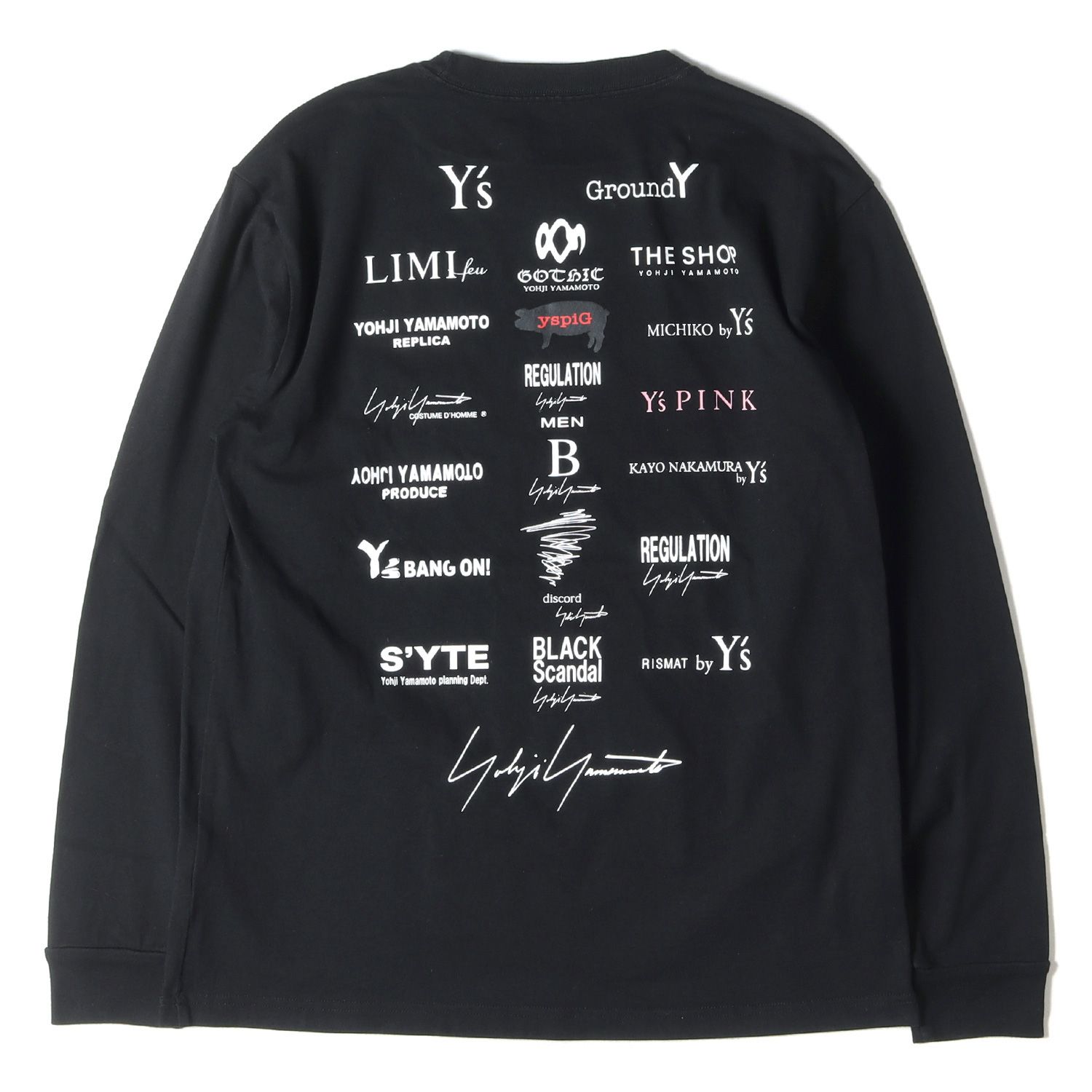 ヨウジヤマモト×ニューエラ ロゴプリント 長袖Tシャツ ロンT ブラック