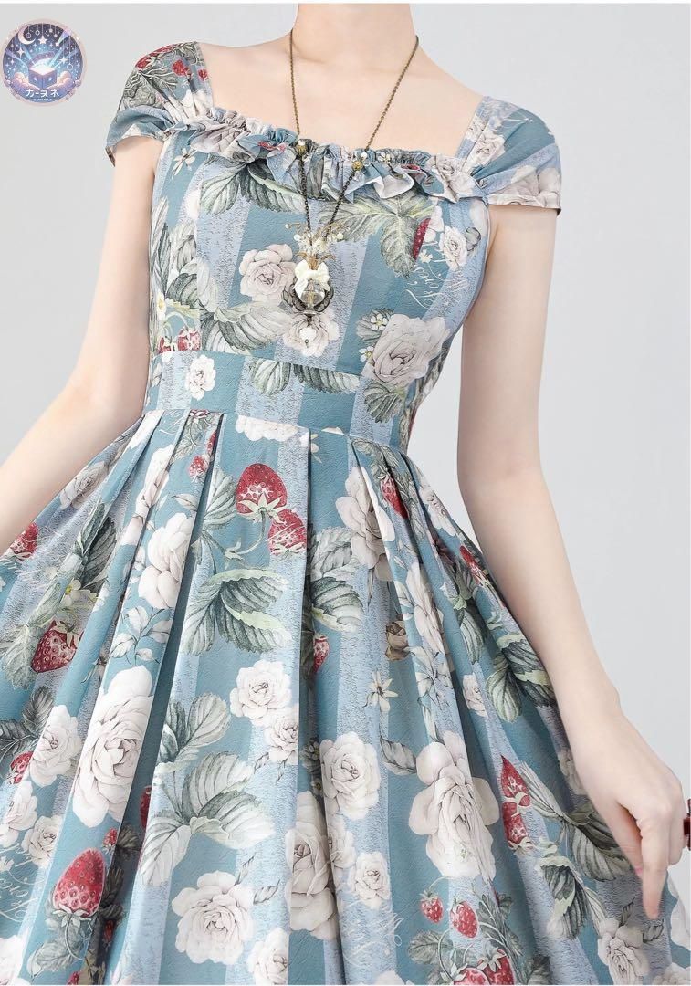 爽やかデザイン クラシカルロリータ風シンプルワンピース