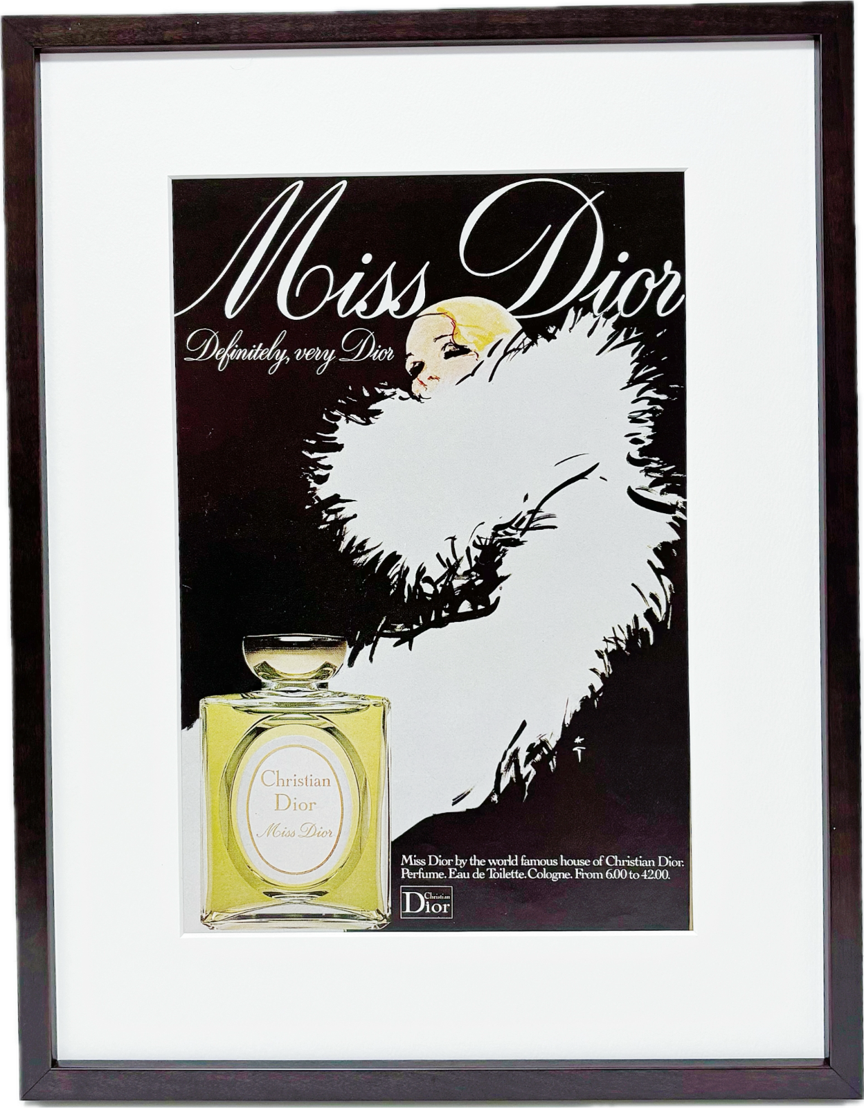 ＜1975 広告＞Dior ディオール Rene Gruau ルネ・グリュオ ポスター ヴィンテージ アートポスター フレーム付き 額縁 インテリア モダン おしゃれ かわいい 壁掛け ポップ  レトロ