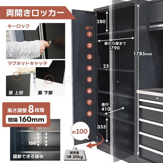 ガレージ キャビネット コンビネーション H2000×W2280×D485mm