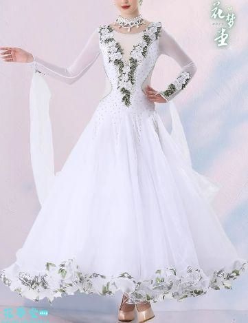 25年 社交ダンスドレス モダンダンス 刺繍 キラキラ ホワイト オーダーメイド 撮影会 舞台 イベント 花夢堂 98