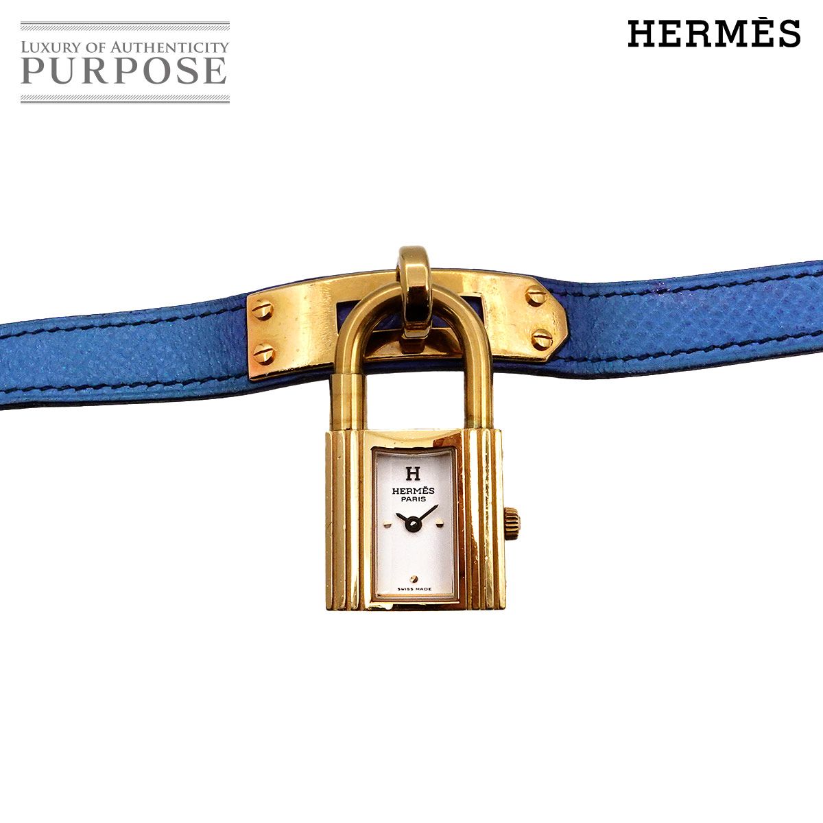 エルメス HERMES ケリーウォッチ ヴィンテージ レディース 腕時計 ホワイト ブルー クォーツ ウォッチ カデナ Kelly Watch 90282798