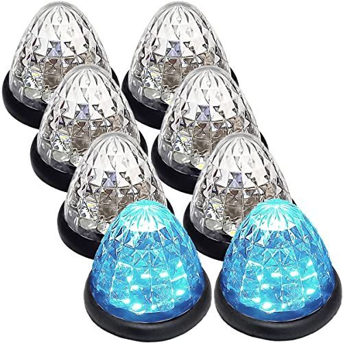 クリアレンズ アイスブルー トラック用 マーカーランプ LED サイド マーカー 16LED 24V 用 汎用 8個 セット ブルー/イエロー/レッド/ホワイト/グリーン 各色あり (クリアレンズ アイスブルー)