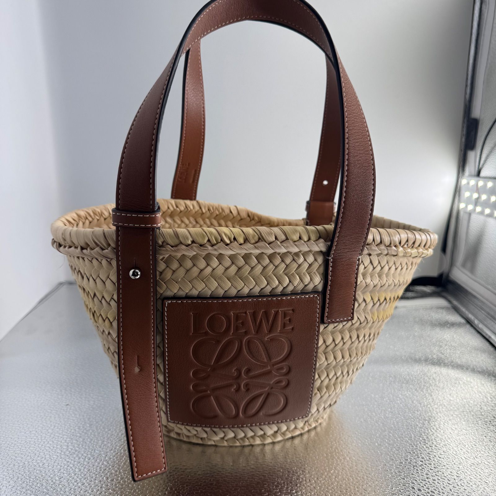 LOEWE ロエベ バスケットスモール ラフィア 2WAYハンドバッグ ブラウン