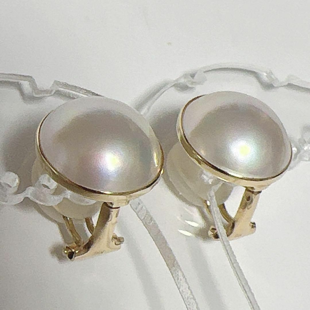 極美品 TASAKI タサキ イヤリング K18 マベパール ハーフ ゴールド 