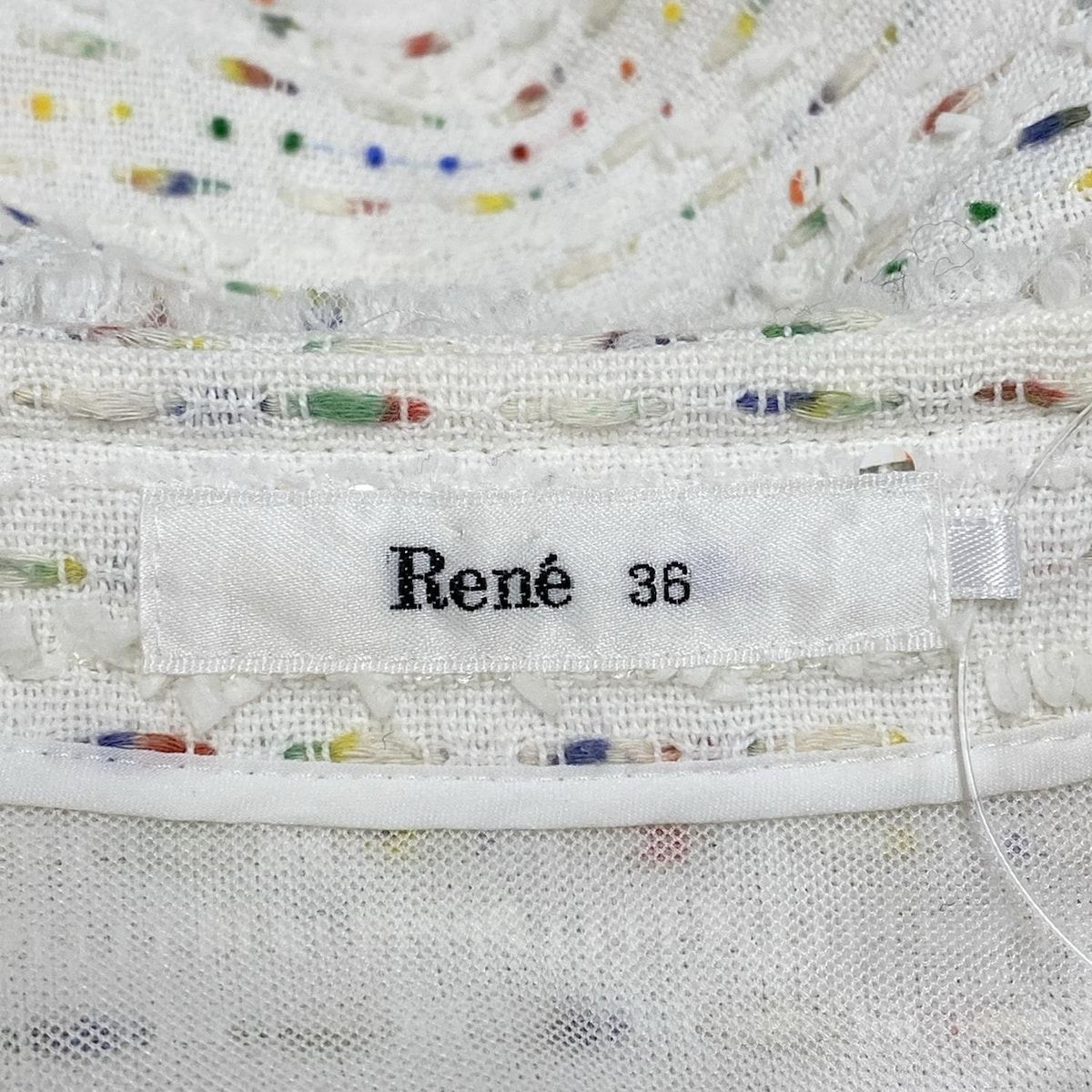 Rene(ルネ) ブルゾン サイズ36 S レディース - 白×レッド×マルチ 七分