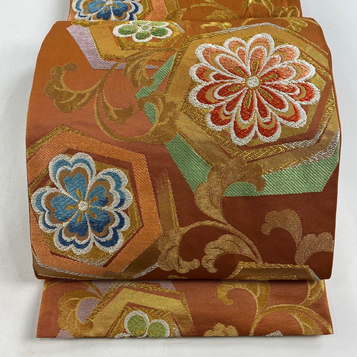 赤に亀甲、梅の花模様のだらりの帯☆作り帯 赤に亀甲、梅の花模様のだらりの帯☆作り帯 七五三